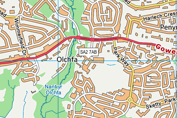 Olchfa School map (SA2 7AB) - OS VectorMap District (Ordnance Survey)