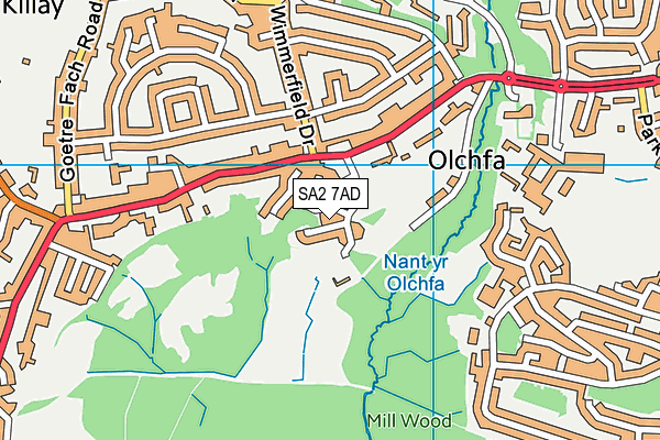 SA2 7AD map - OS VectorMap District (Ordnance Survey)