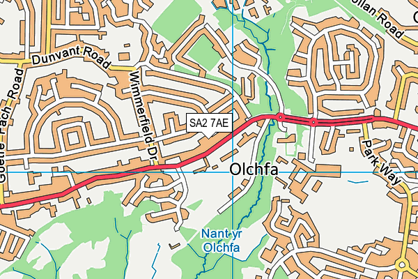 SA2 7AE map - OS VectorMap District (Ordnance Survey)