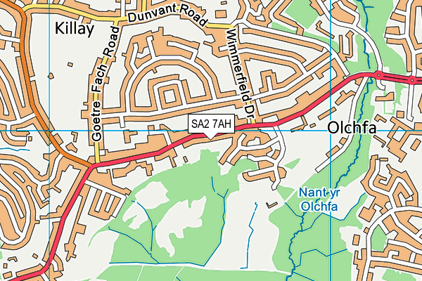 SA2 7AH map - OS VectorMap District (Ordnance Survey)