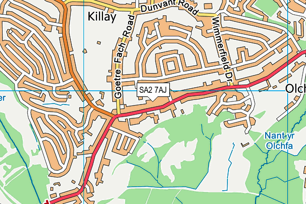 SA2 7AJ map - OS VectorMap District (Ordnance Survey)