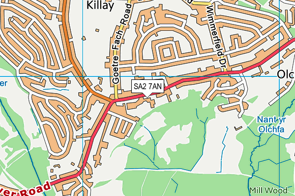 SA2 7AN map - OS VectorMap District (Ordnance Survey)