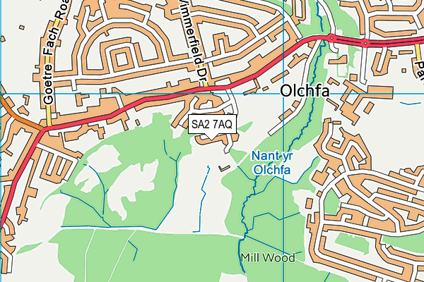 SA2 7AQ map - OS VectorMap District (Ordnance Survey)