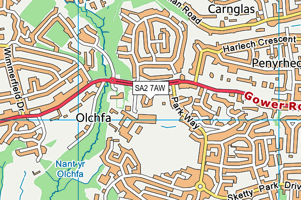 SA2 7AW map - OS VectorMap District (Ordnance Survey)