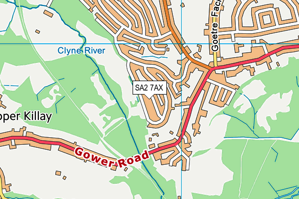 SA2 7AX map - OS VectorMap District (Ordnance Survey)
