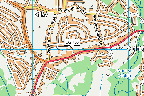 SA2 7BB map - OS VectorMap District (Ordnance Survey)