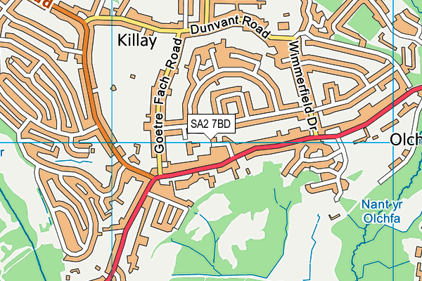 SA2 7BD map - OS VectorMap District (Ordnance Survey)