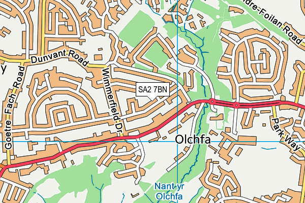 SA2 7BN map - OS VectorMap District (Ordnance Survey)