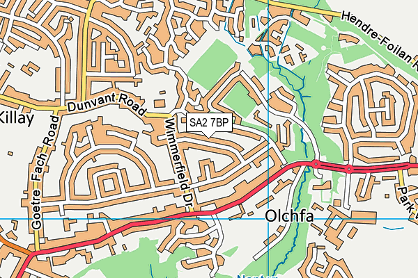 SA2 7BP map - OS VectorMap District (Ordnance Survey)