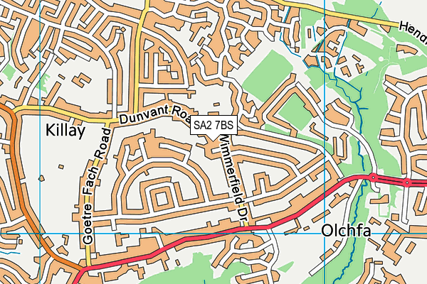 SA2 7BS map - OS VectorMap District (Ordnance Survey)