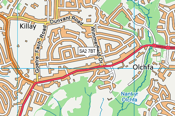 SA2 7BT map - OS VectorMap District (Ordnance Survey)