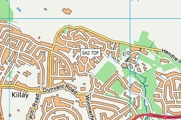 SA2 7DF map - OS VectorMap District (Ordnance Survey)
