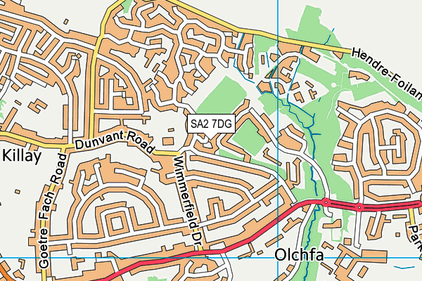 SA2 7DG map - OS VectorMap District (Ordnance Survey)