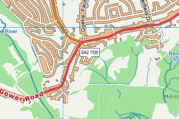 SA2 7EB map - OS VectorMap District (Ordnance Survey)