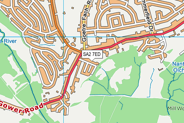 SA2 7ED map - OS VectorMap District (Ordnance Survey)