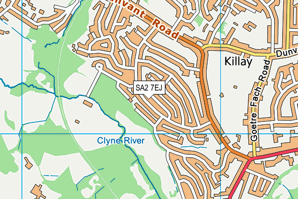 SA2 7EJ map - OS VectorMap District (Ordnance Survey)