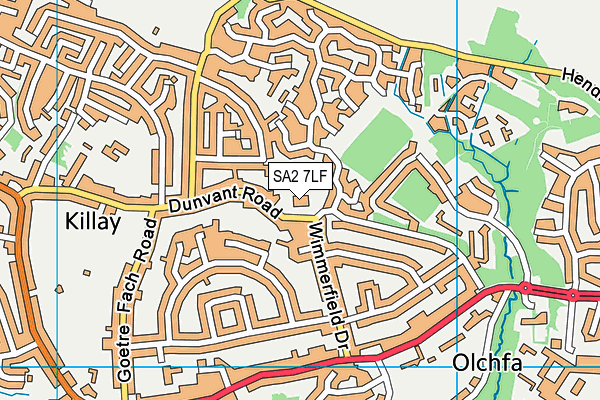 SA2 7LF map - OS VectorMap District (Ordnance Survey)