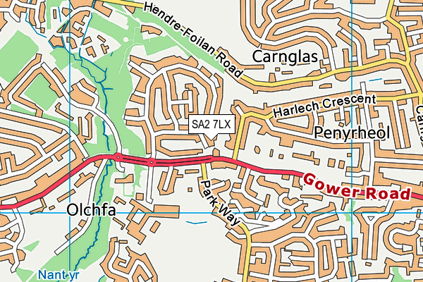 SA2 7LX map - OS VectorMap District (Ordnance Survey)