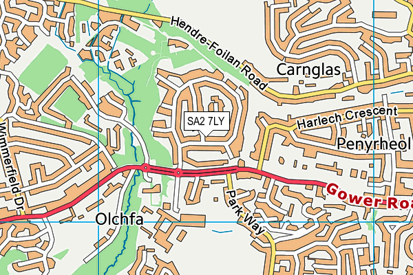 SA2 7LY map - OS VectorMap District (Ordnance Survey)