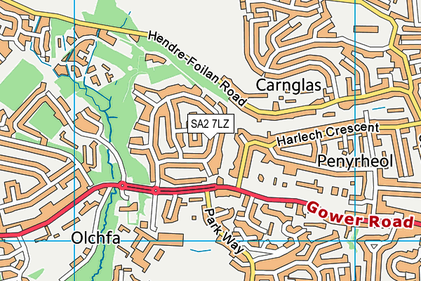 SA2 7LZ map - OS VectorMap District (Ordnance Survey)