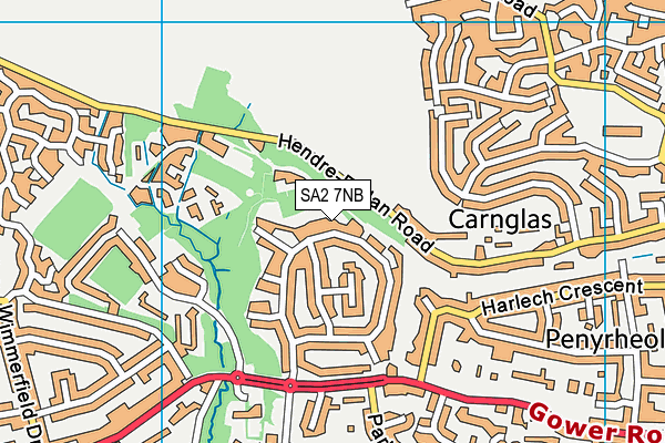 SA2 7NB map - OS VectorMap District (Ordnance Survey)
