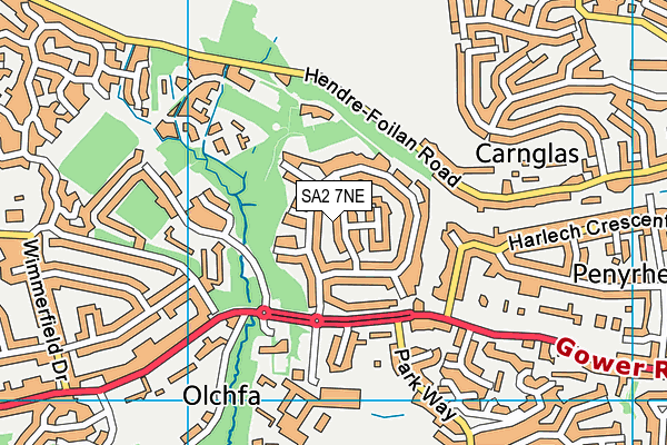 SA2 7NE map - OS VectorMap District (Ordnance Survey)