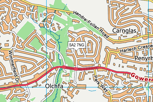 SA2 7NG map - OS VectorMap District (Ordnance Survey)