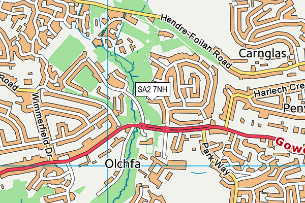 SA2 7NH map - OS VectorMap District (Ordnance Survey)