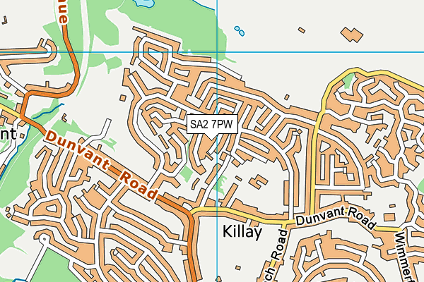SA2 7PW map - OS VectorMap District (Ordnance Survey)