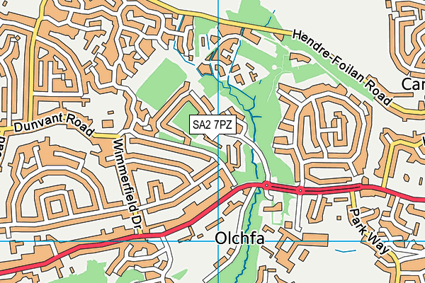 SA2 7PZ map - OS VectorMap District (Ordnance Survey)