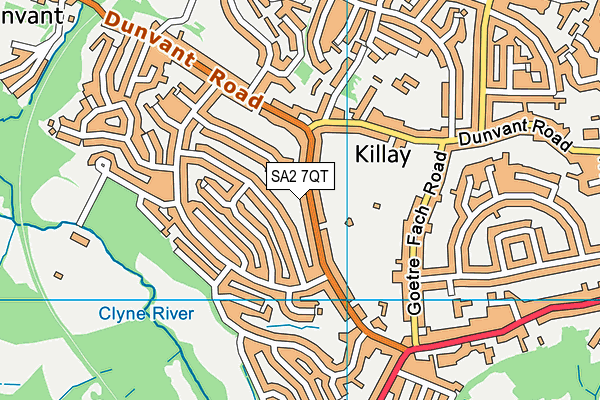 SA2 7QT map - OS VectorMap District (Ordnance Survey)