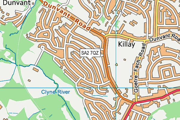 SA2 7QZ map - OS VectorMap District (Ordnance Survey)