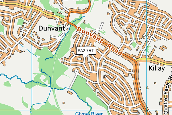 SA2 7RT map - OS VectorMap District (Ordnance Survey)