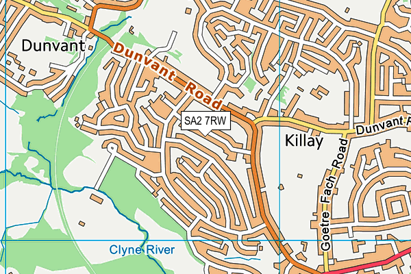 SA2 7RW map - OS VectorMap District (Ordnance Survey)