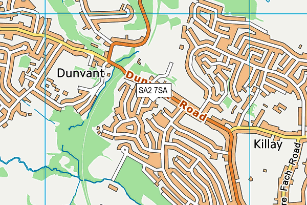 SA2 7SA map - OS VectorMap District (Ordnance Survey)