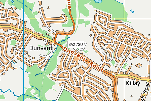 SA2 7SU map - OS VectorMap District (Ordnance Survey)