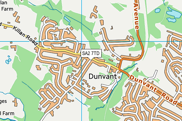 SA2 7TD map - OS VectorMap District (Ordnance Survey)