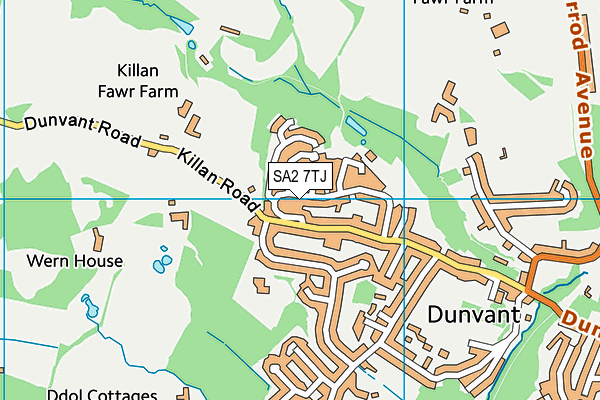 SA2 7TJ map - OS VectorMap District (Ordnance Survey)