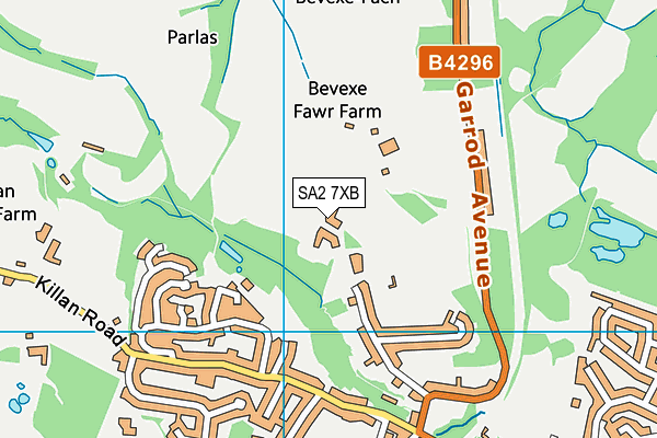 SA2 7XB map - OS VectorMap District (Ordnance Survey)