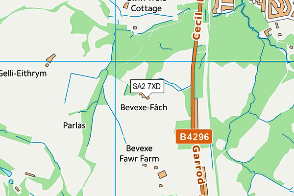 SA2 7XD map - OS VectorMap District (Ordnance Survey)