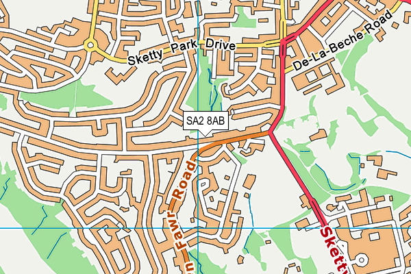 SA2 8AB map - OS VectorMap District (Ordnance Survey)