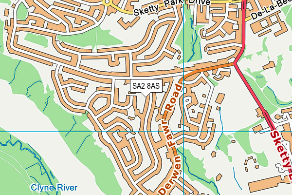 SA2 8AS map - OS VectorMap District (Ordnance Survey)