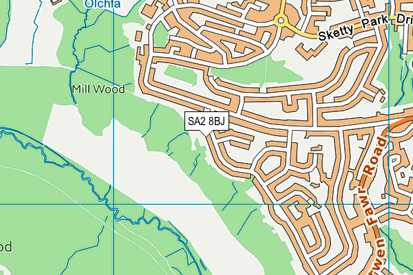 SA2 8BJ map - OS VectorMap District (Ordnance Survey)
