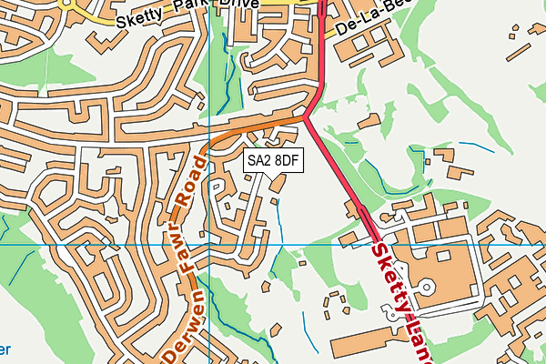 SA2 8DF map - OS VectorMap District (Ordnance Survey)