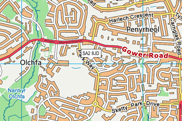 SA2 8JD map - OS VectorMap District (Ordnance Survey)