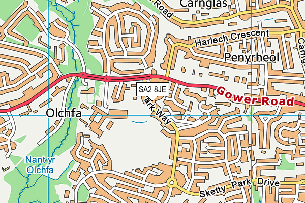 SA2 8JE map - OS VectorMap District (Ordnance Survey)