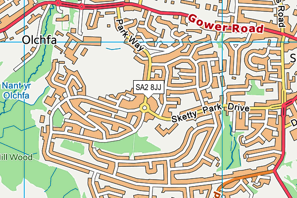 SA2 8JJ map - OS VectorMap District (Ordnance Survey)