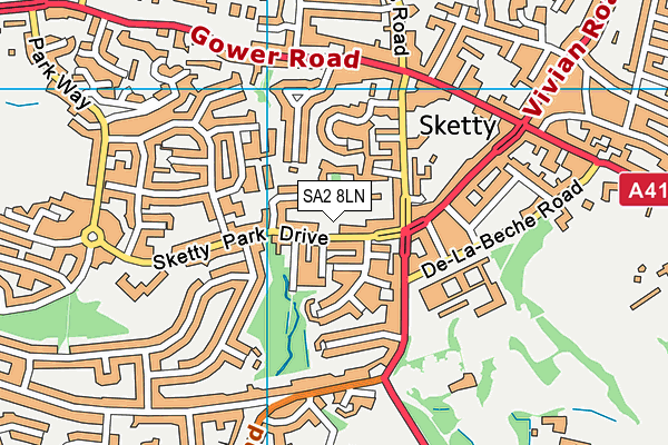 SA2 8LN map - OS VectorMap District (Ordnance Survey)