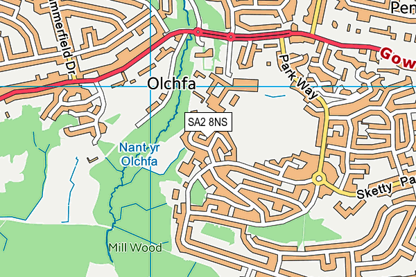 SA2 8NS map - OS VectorMap District (Ordnance Survey)