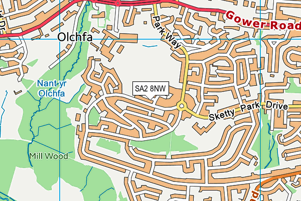 SA2 8NW map - OS VectorMap District (Ordnance Survey)